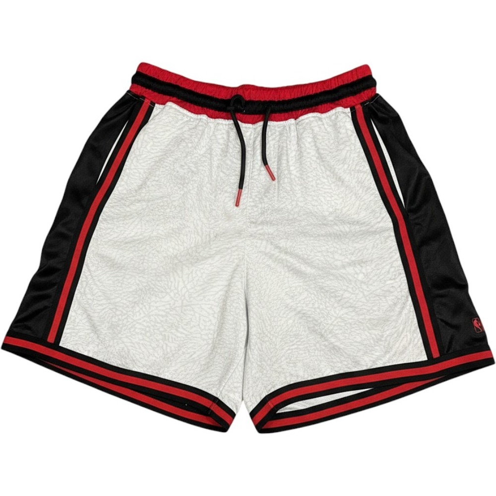 NBA Boys Basketball Shorts White Elephant Print Black Red Small